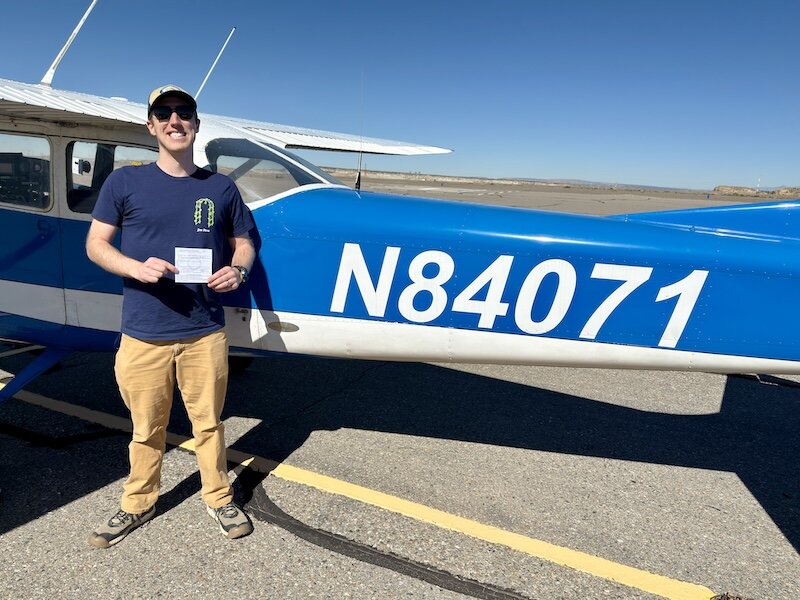 Cameron after Private Pilot checkride